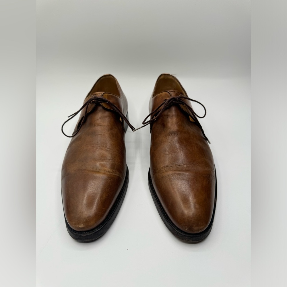 LIDFORT Men's Brown Leather Dress Shoes Size 8